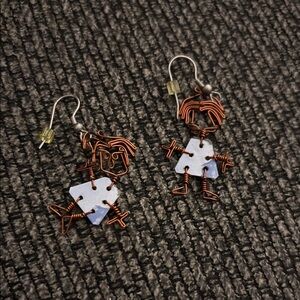 Unique Copper Wire Figure Earrings